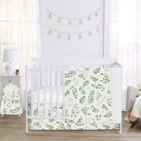 Conjunto de roupa de cama de berço Sweet Jojo Designs Floral Leaf 4 peças