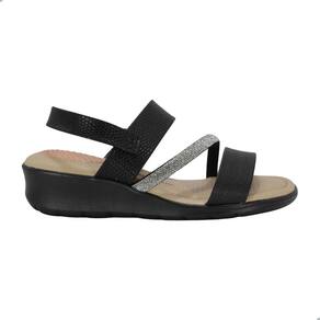 Sandália Feminina Modare Preta Com Brilho Ultra Conforto Preto