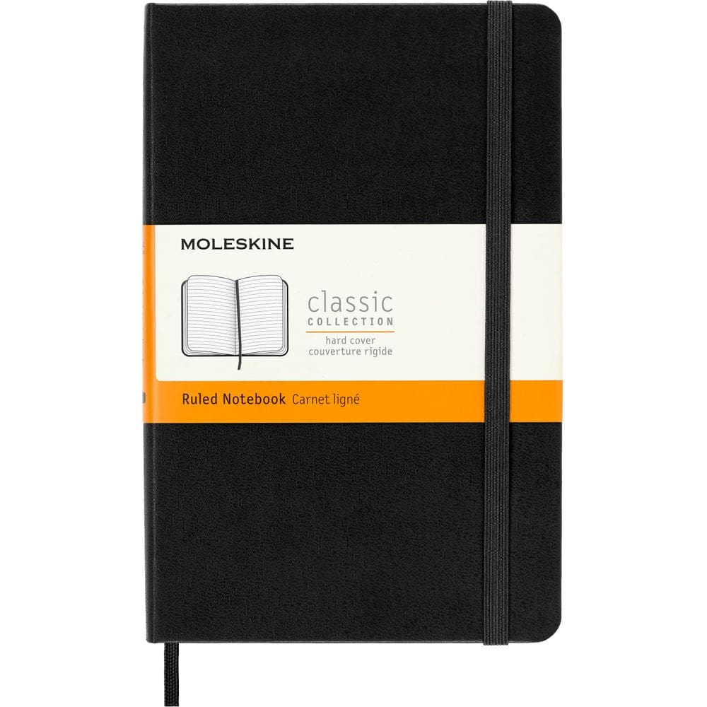 Caderno Moleskine Classic, capa dura, preto médio, 208 páginas