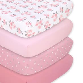 Conjunto de lençóis de berço The Peanutshell Super Soft Baby Girl Pink