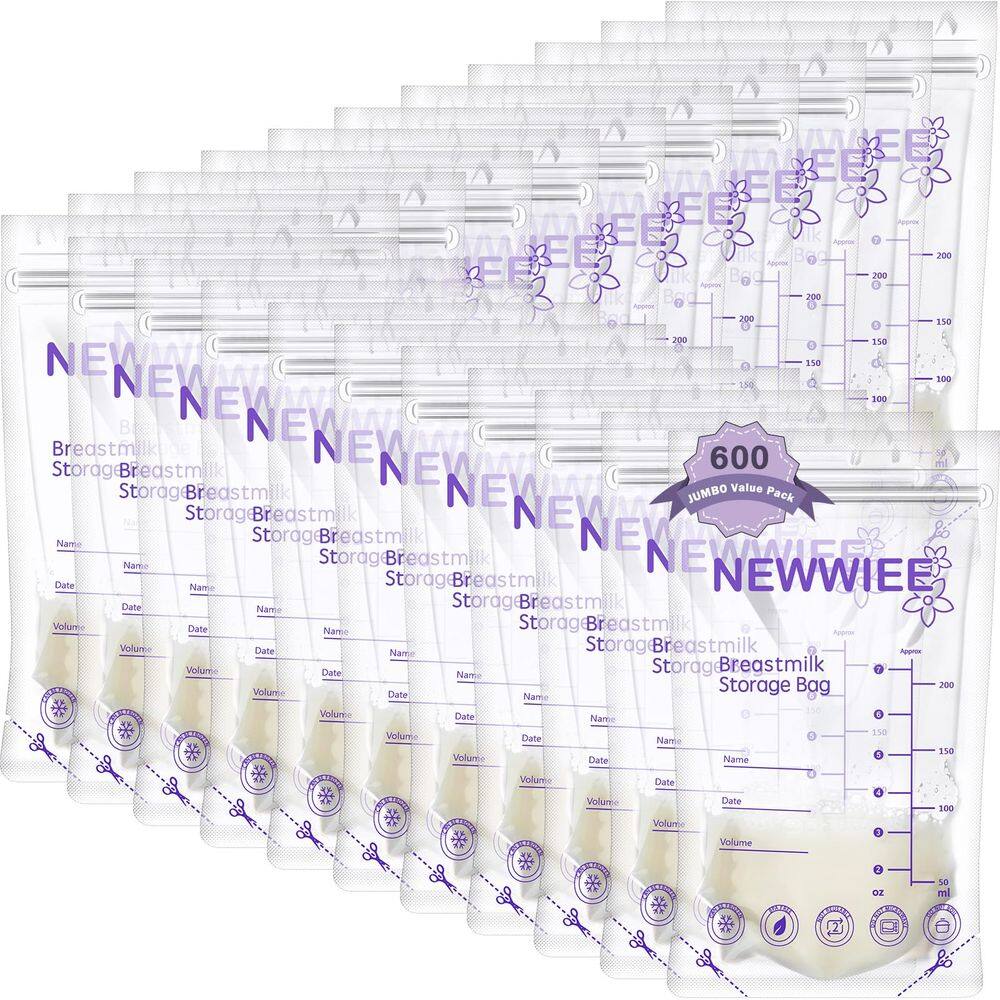 Sacos de armazenamento de leite materno Newwiee 300 unidades, 240 ml, roxos
