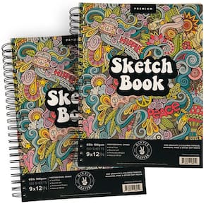 Pacote de cadernos de esboços HIPPIE CRAFTER 9 x 12 polegadas, 100 folhas, 100 g/m²