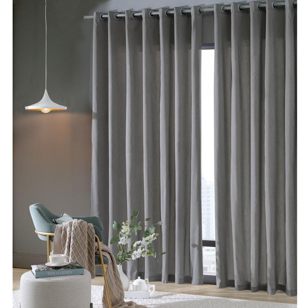 Cortina Rústica 200x160cm com Ilhós Bella Janela Pantex Cinza Escuro