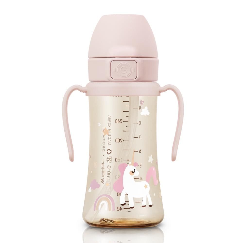 Copo Sippy Cup GROSMIMI Flip Top à prova de derramamento PPSU 300 ml Unicórnio