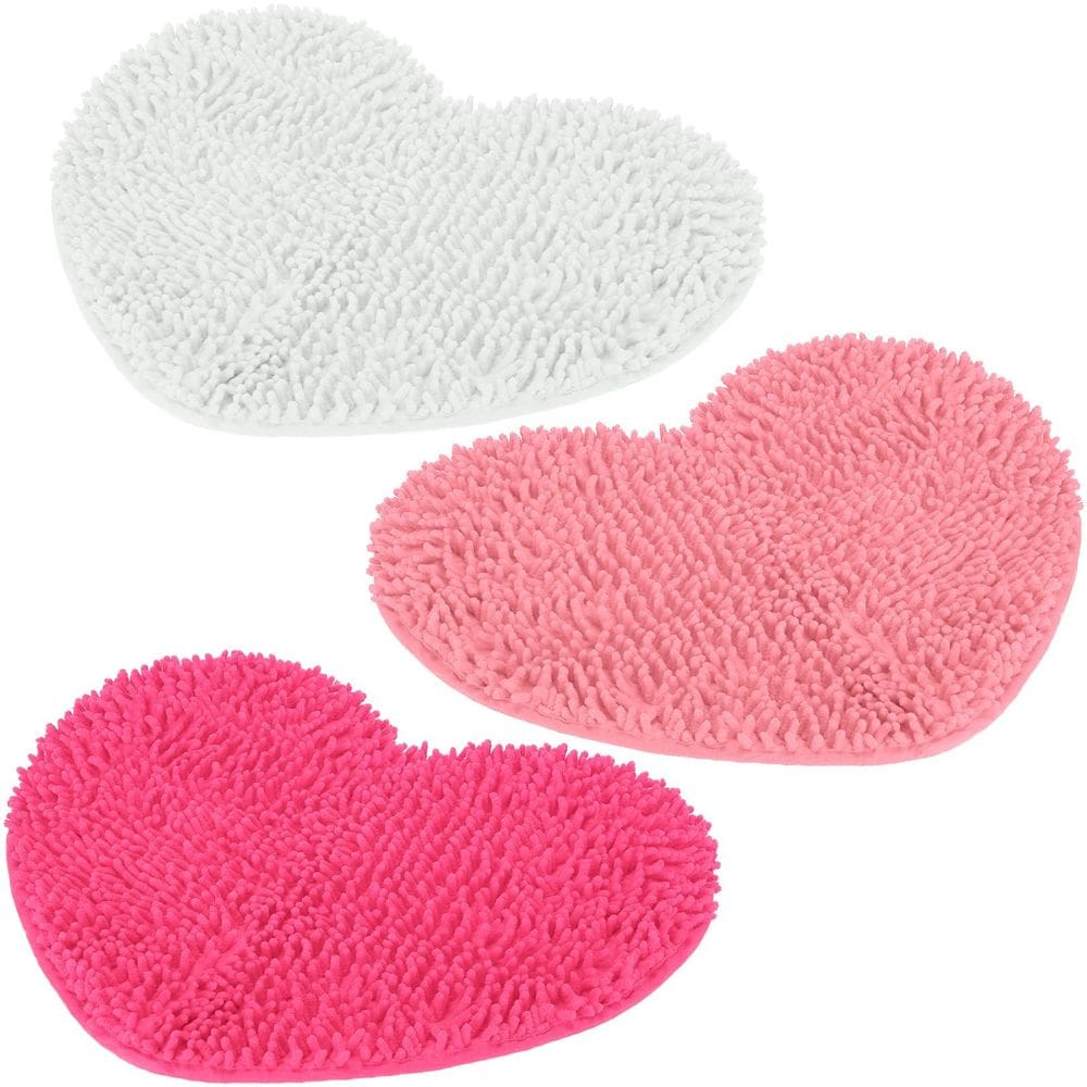 Conjunto de tapetes de banho Tingle Valentines Day Chenille em forma de coração