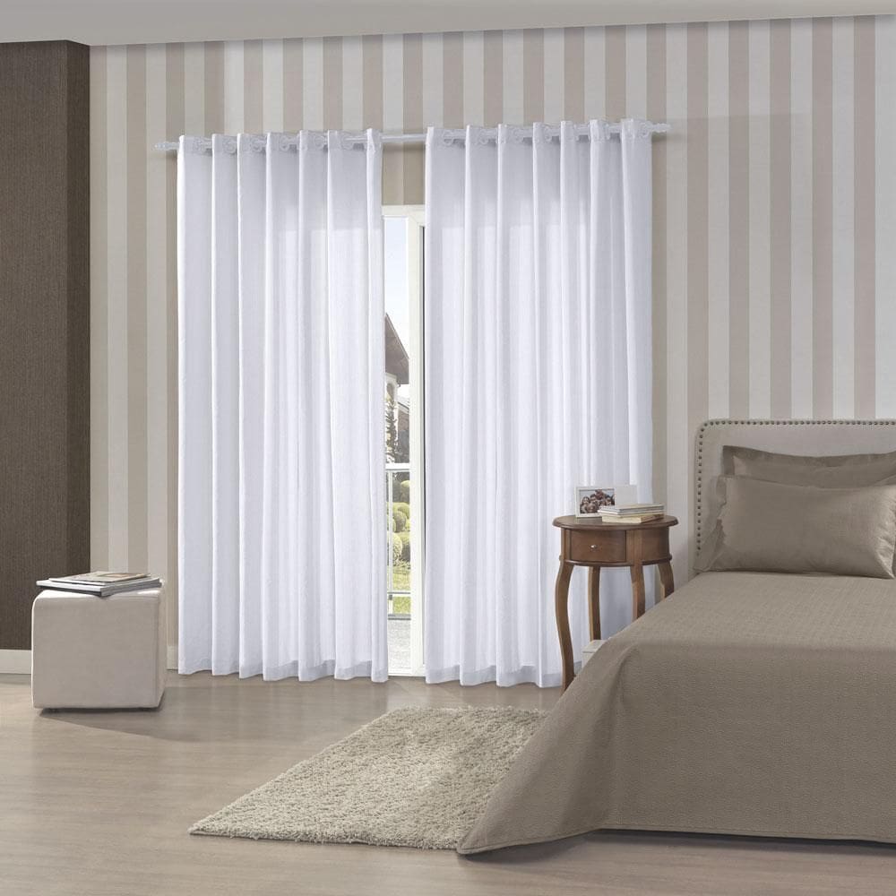 Cortina Rústica 260x170cm com Ilhós Bella Janela Pantex Branca