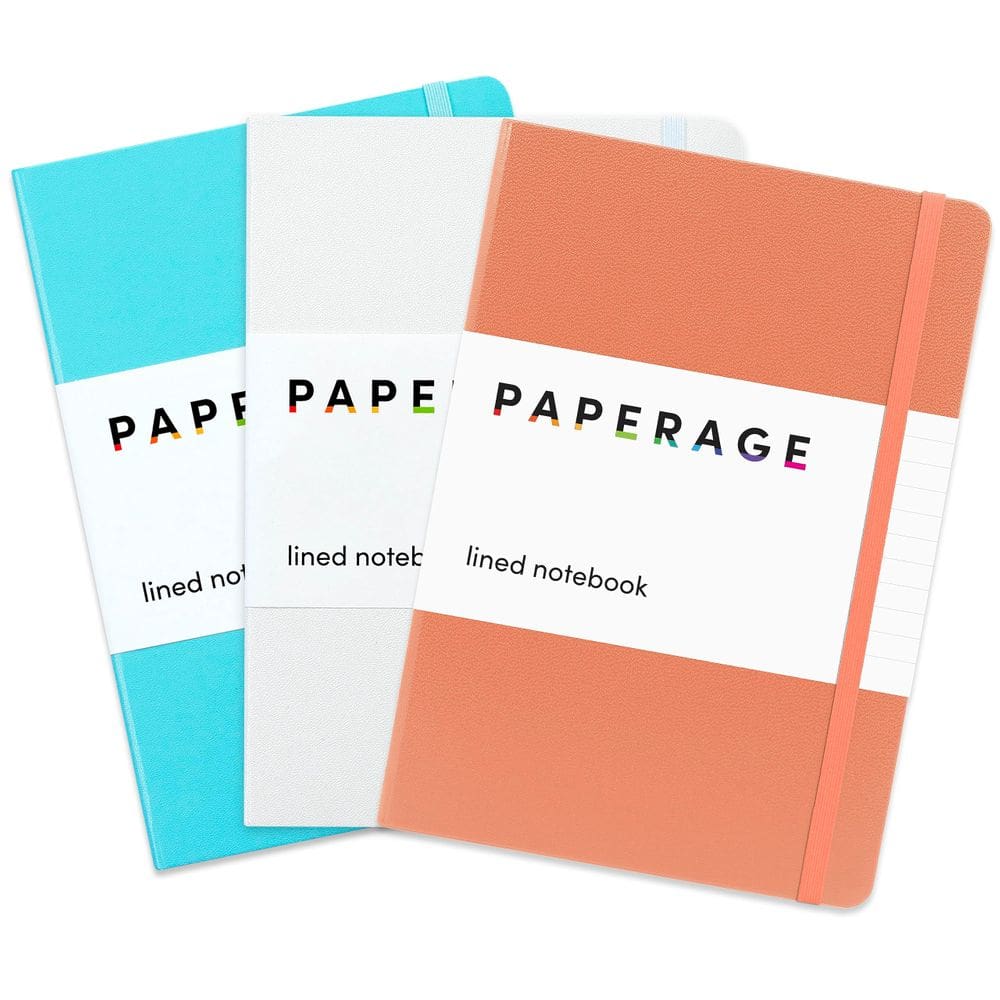 Papel de jornal forrado com 160 páginas, pacote de 5,6 x 8 polegadas (coral, branco, azul celeste)