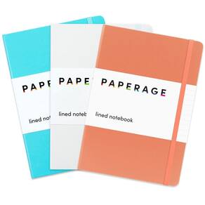 Papel de jornal forrado com 160 páginas, pacote de 5,6 x 8 polegadas (coral, branco, azul celeste)