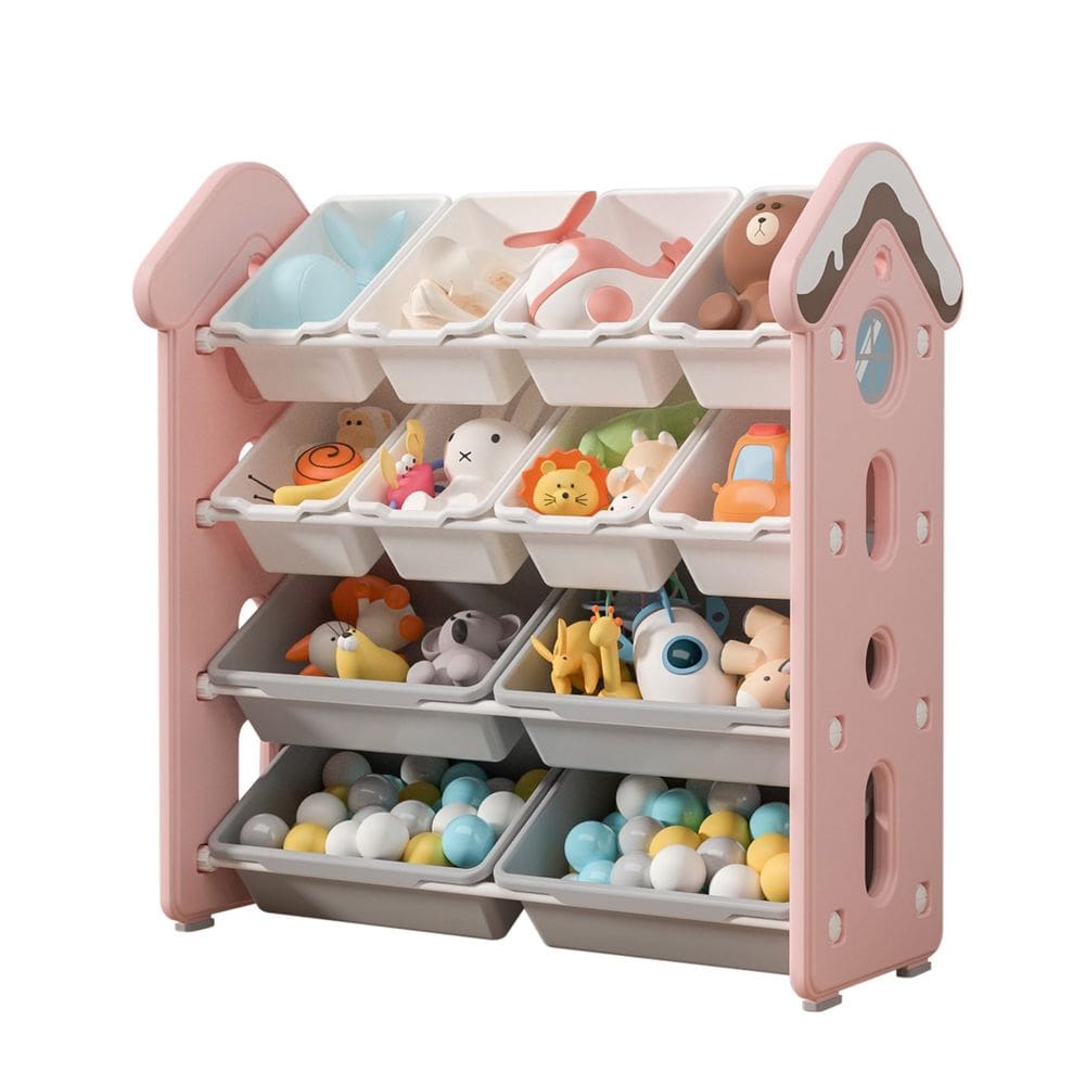 Organizador de armazenamento de brinquedos UNICOO Kids Candy House de 4 camadas com 12 caixas