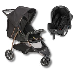 Carrinho Cross Trail Preto/Cobre + Bebe Conforto Grid - Galzerano