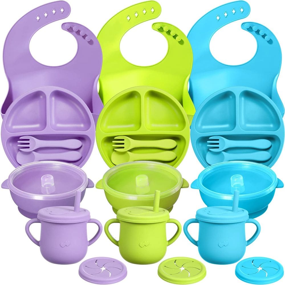 Suprimentos de desmame Baby Led Gerrii com prato e babador divididos