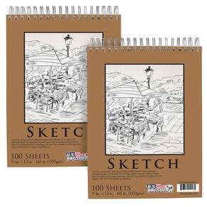 Sketch Pad U.S. Art Supply 9x12, 100 folhas, pacote com 2