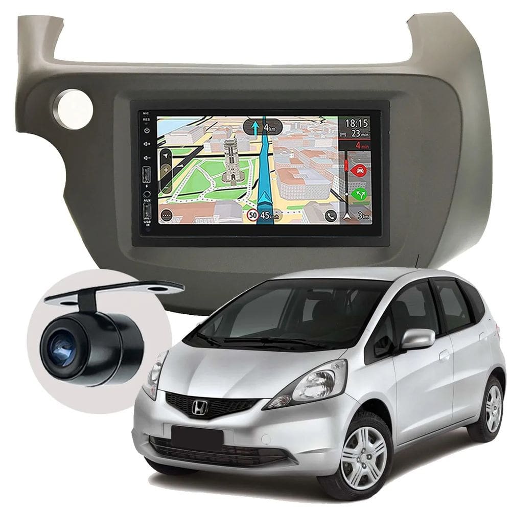 Kit Multimídia New Fit 2009 / 2014 Mp5 USB BT FM Espelhamento