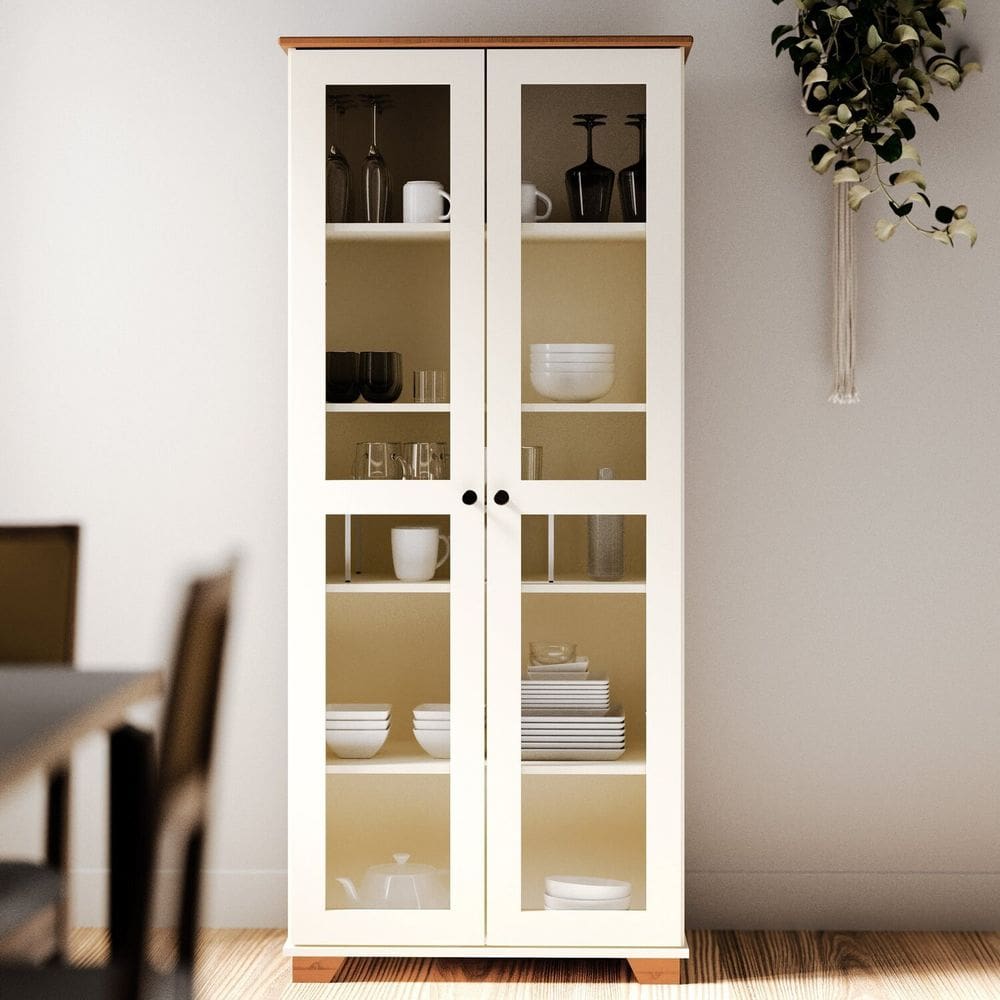 Cristaleira com Porta Ananda Cabecasa Madeiramadeira Off-white/Mel