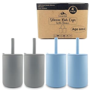 Copos infantis de silicone Cascade Kids com canudos de 6 m+180 ml, conjunto de 4