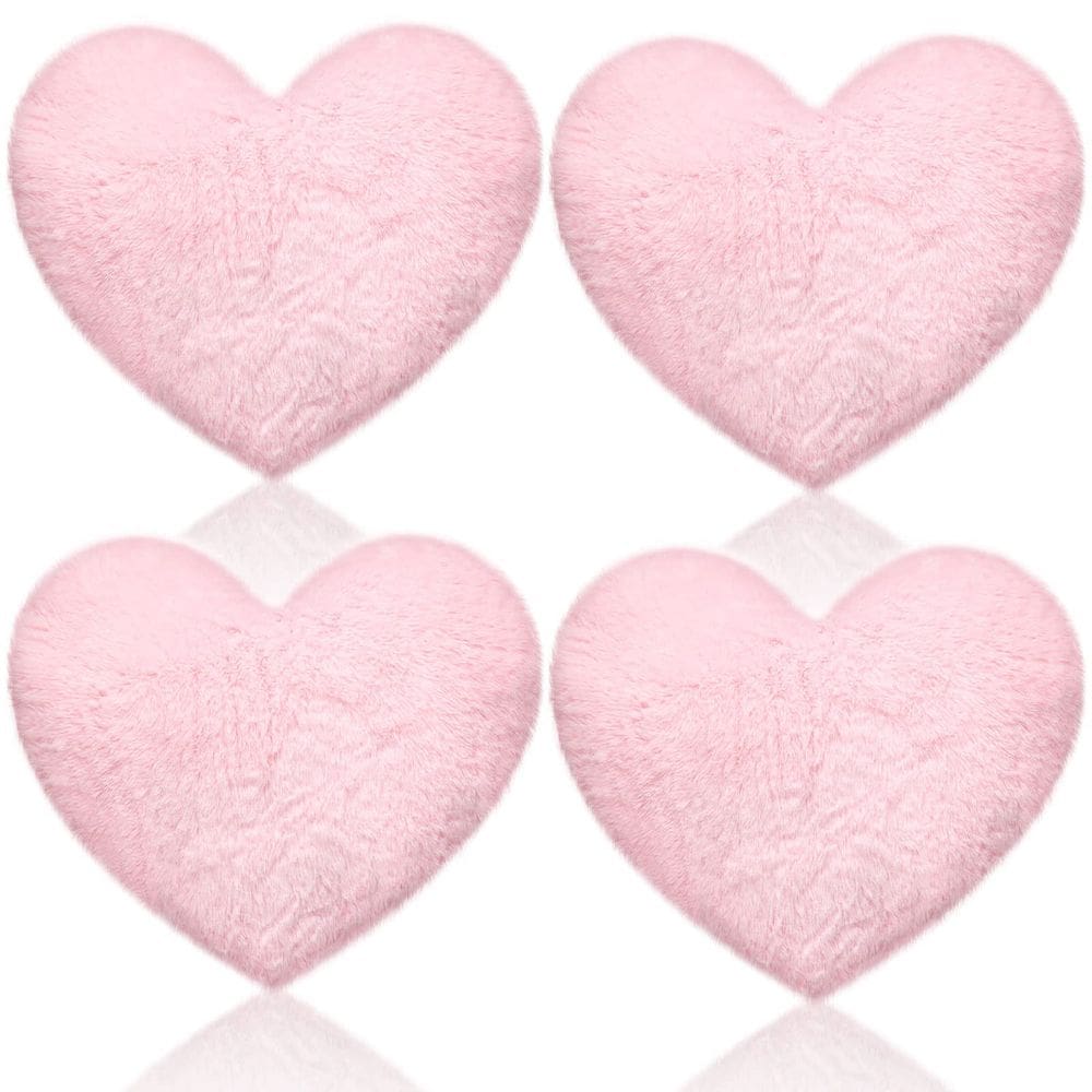 Almofadas Remerry em forma de coração de pele de coelho sintética rosa x4