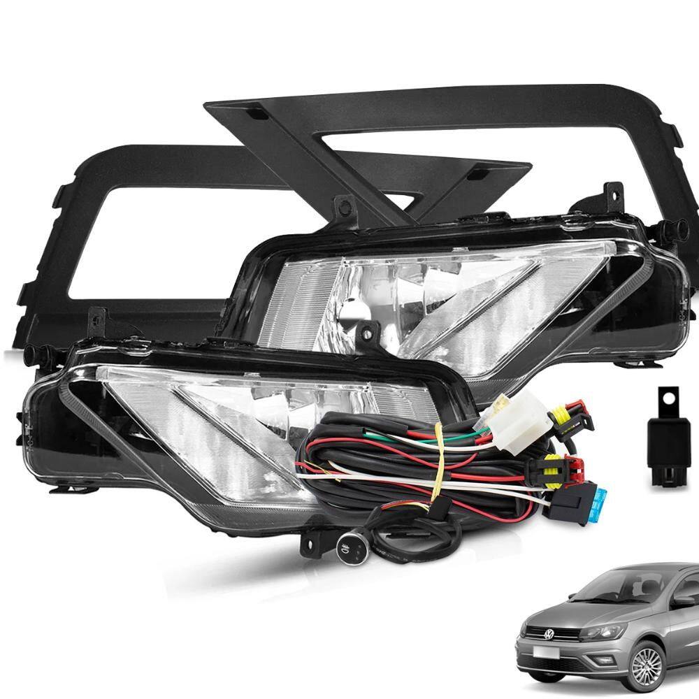 Kit Farol de Milha Gol Voyage G8 Saveiro G7 Botão Touch Moldura