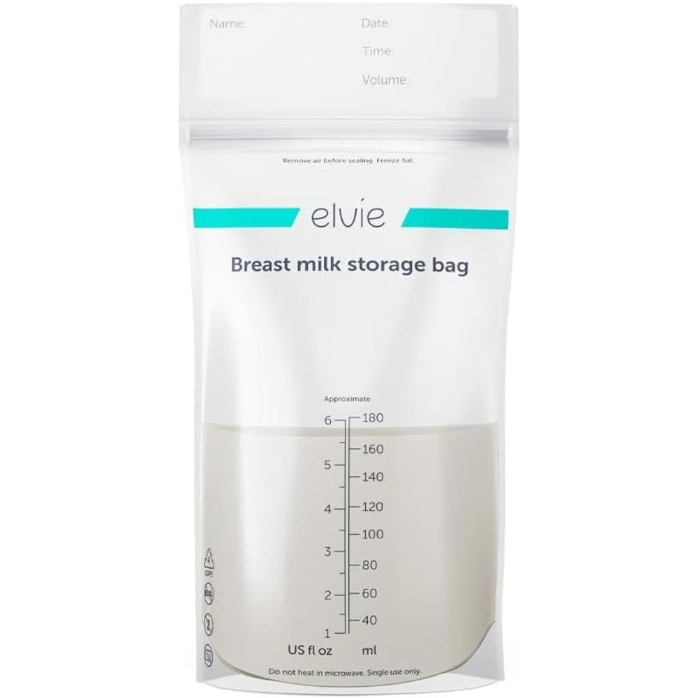 Sacos de armazenamento de leite materno Elvie 200 x 180 ml, à prova de vazamentos, 6 onças