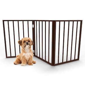 Cerca dobrável interna para cães PETMAKER, 3 painéis para escadas, marrom