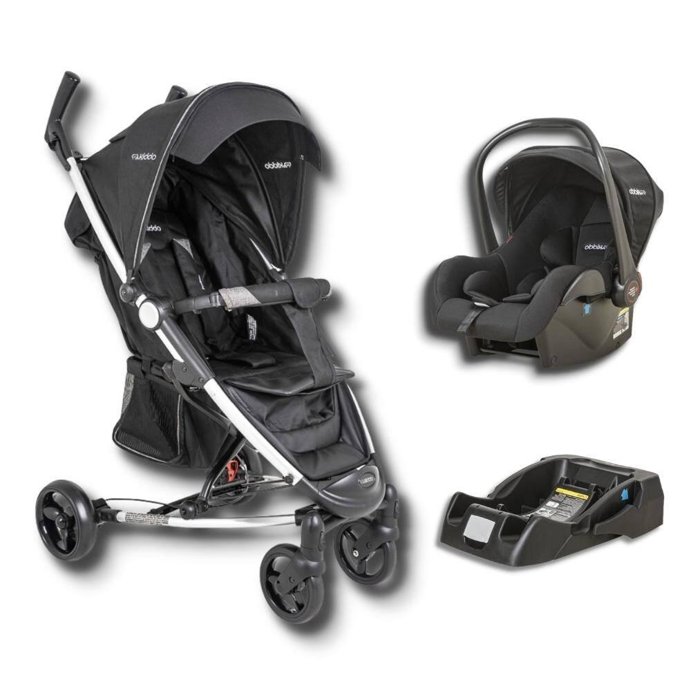 Carrinho De Bebe Helios Ii Melange Preto + Bebe Conforto Casulo Click (415H) + Base - Kiddo