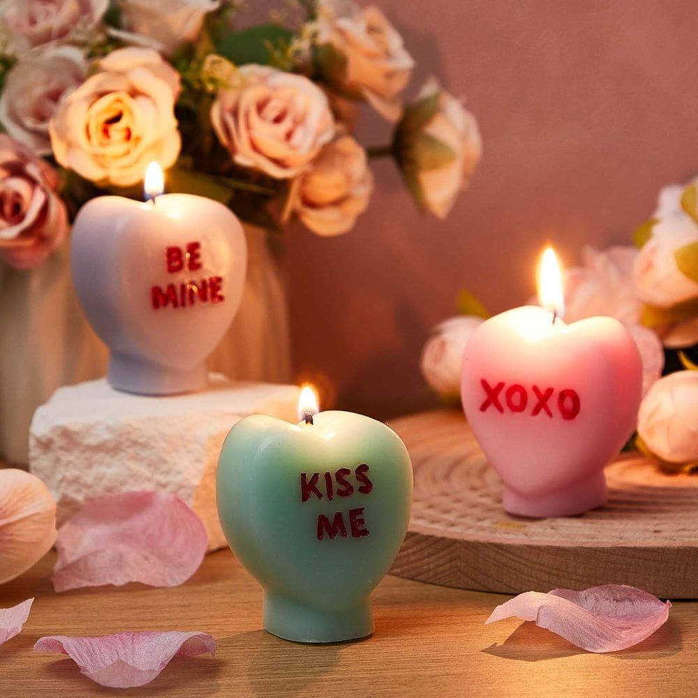 Velas em forma de coração MTLEE Conversation Hearts Scented x6