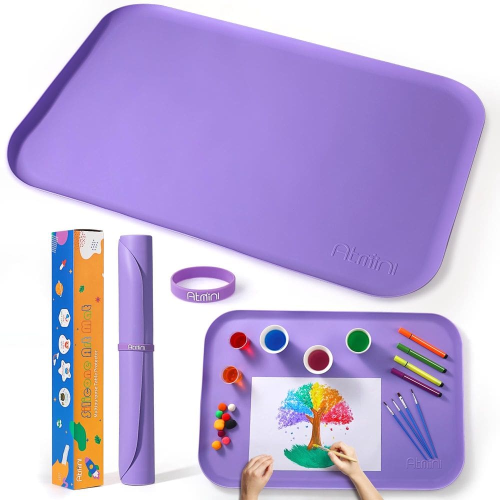 Tapete de arte de silicone ATmini para crianças com lábio 60x40cm roxo