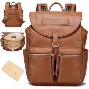 Mochila de fraldas Yomiky Leather para mamãe e papai