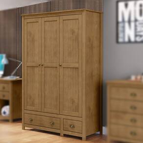 Guarda-Roupa 3 Portas 2 Gavetas Topázio Freijó Madeira Pinus - Finestra
