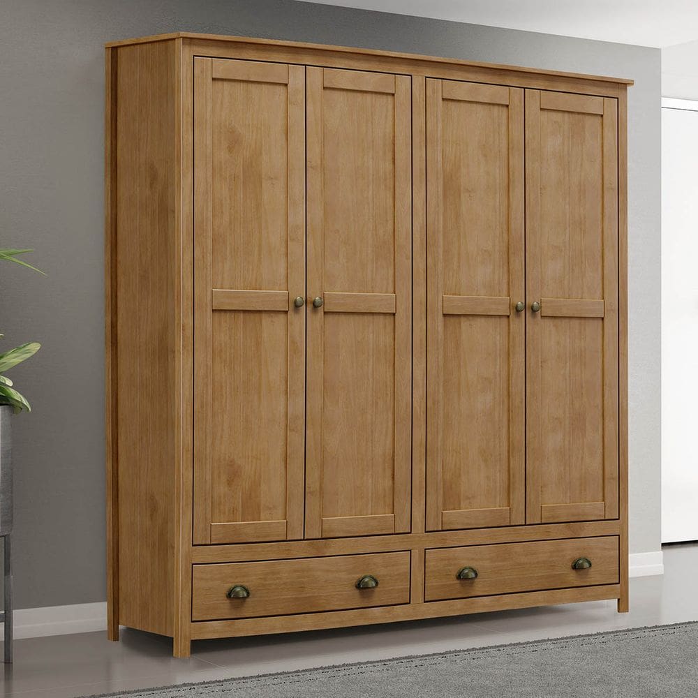 Guarda-Roupa 4 Portas 2 Gavetas Topázio Freijó Madeira Pinus - Finestra