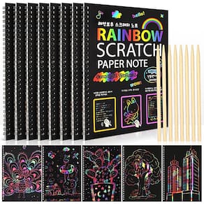 Pacote com 8 papéis para caderno de desenho Scratch Arts para crianças Kitoyz