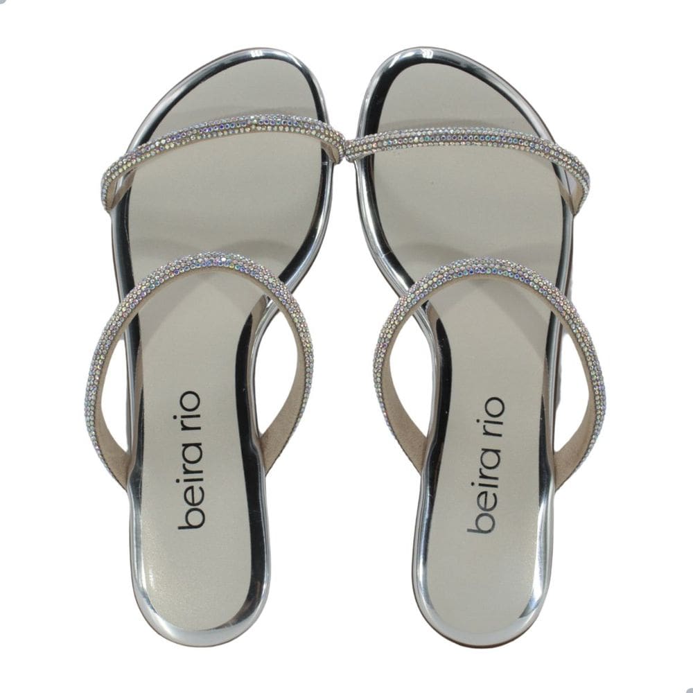 Tamanco Feminino Beira Rio Aurora Boreal Branco e Prata