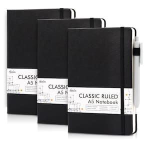 Notebook Feela A5, capa dura, conjunto de diários com forro pautado e suporte para canetas