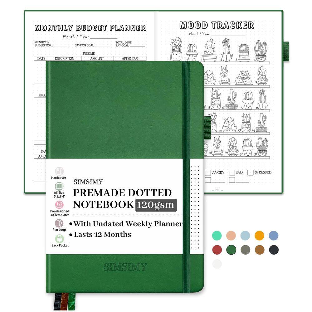Caderno Dot Grid Journal SIMSIMY com modelos pré-fabricados A5
