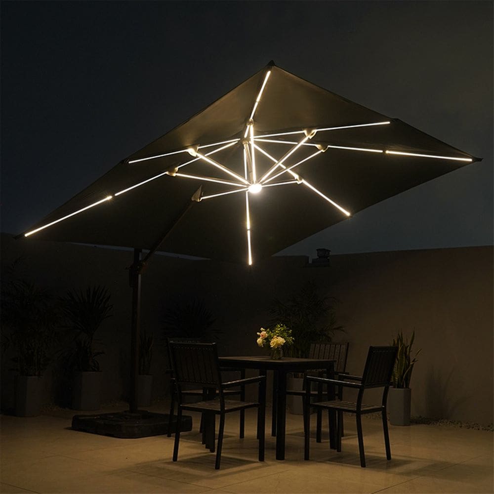 Ombrelone Guarda Sol Gold Led Alumínio 2,5 x 2,5 C/ Base em 100 L