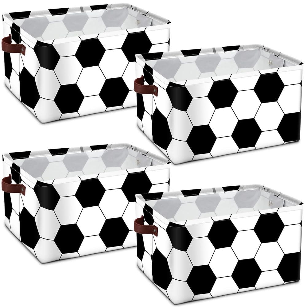 Cesta de armazenamento Bin Bokon para bola esportiva com padrão de futebol