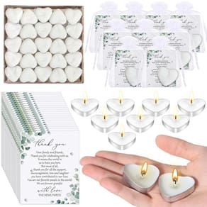 Presentes de casamento Threlaco 100 conjuntos de velas em forma de coração e cartões