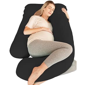 Almofada de gravidez Cute Castle Cooling Cover preta em forma de U