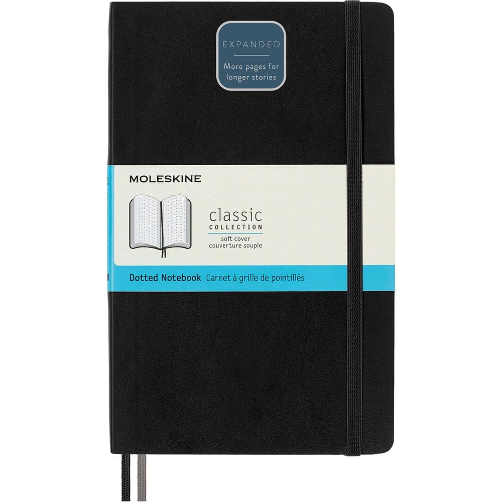 Caderno Moleskine Classic, capa flexível expandida, grande, preta