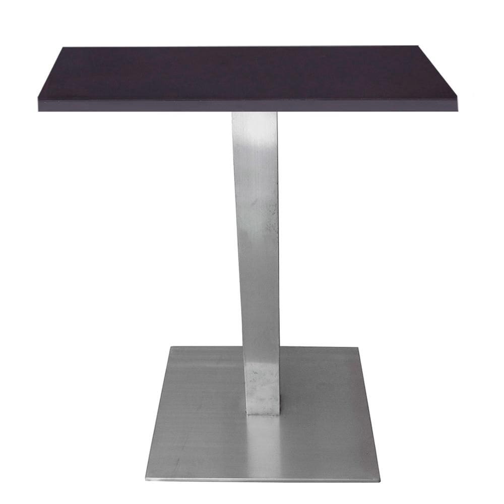 Mesa Alpha Inox 77,50 cm (Altura) com Tampo em MDP Quadrado 60 cm Preto