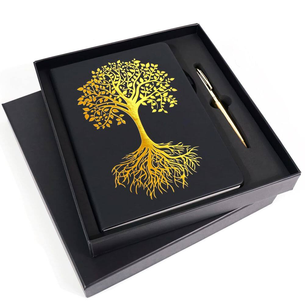 Conjunto de presentes de diário Veway Tree of Life A5 com caneta de couro vegano