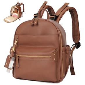 Bolsa de fraldas miss fong, pequena, mini mochila de couro, 11 bolsos