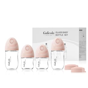 Conjunto de mamadeiras de vidro Gulicola Natural 90mL e 150mL, pacote com 4