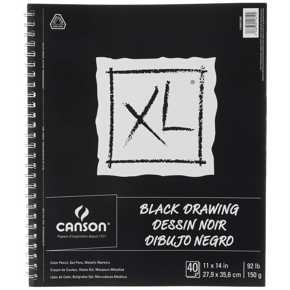 Papel de Desenho Canson XL Series Preto 11x14in 40 folhas