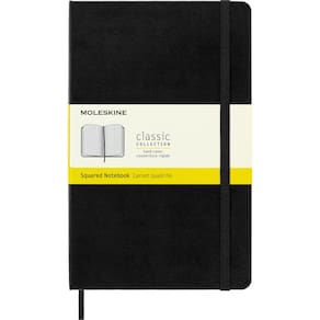 Caderno Moleskine Classic com capa dura preta quadrada grande