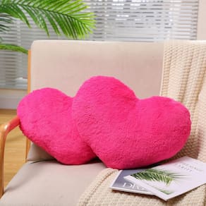 Almofada Remerry Soft em forma de coração com pele de coelho sintética x2