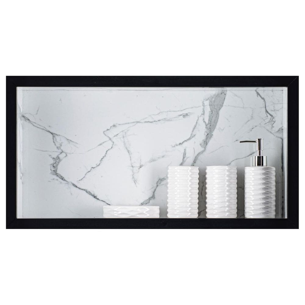 Nicho Para Banheiro Em Porcelanato Polido - Carrara /Preto