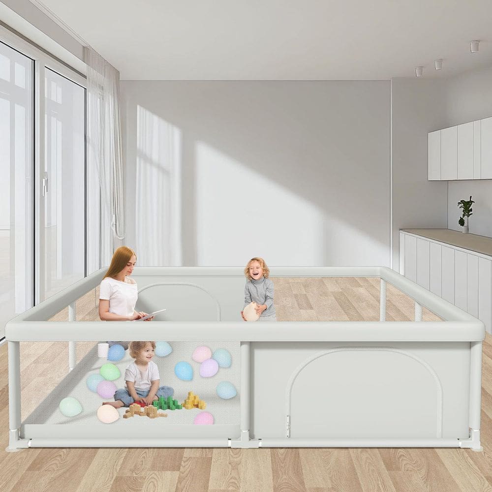 Cercadinho para bebês Hiaksedt 200x200 cm, interno e externo, com portões com zíper