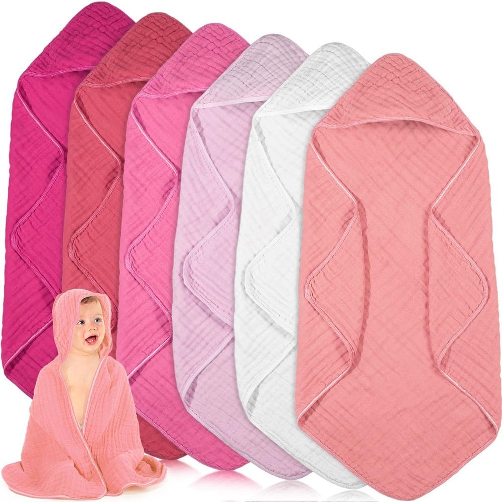 Toalhas de bebê com capuz Peryiter Muslin 80x80cm 6 unidades para recém-nascido