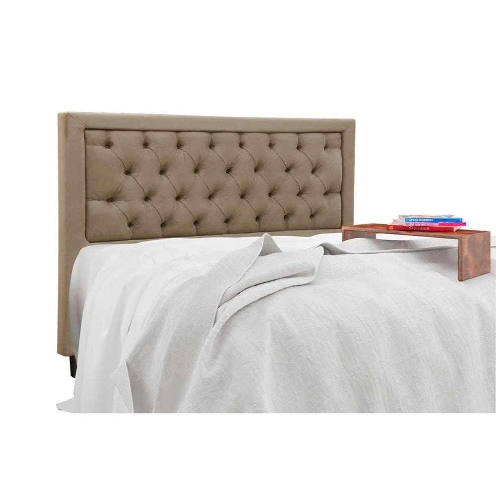 Painel de Cama Box Estofada Queen Baronesa Plus Suede Bege - Simbal