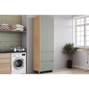 Multiuso Lavanderia Rainha c/ 2 Portas e 2 Gavetas 70cm Nature/Verde - Nesher